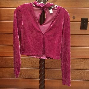 NWT H&M LS Velvet Crop Top size Medium